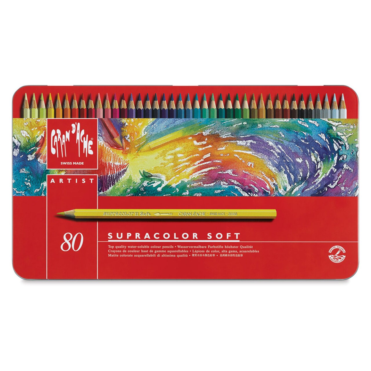 Caran d'Ache Supracolor Soft Aquarelle Pencil Set - Set of 80, Assorted Colors